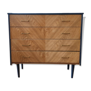 Commode 4 tiroirs bois - bleue