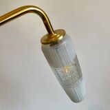 Vintage tulip applique in white and transparent glass