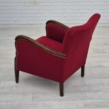 1950s, Danish design, armchair, original condition, red cotton-wool fabric.