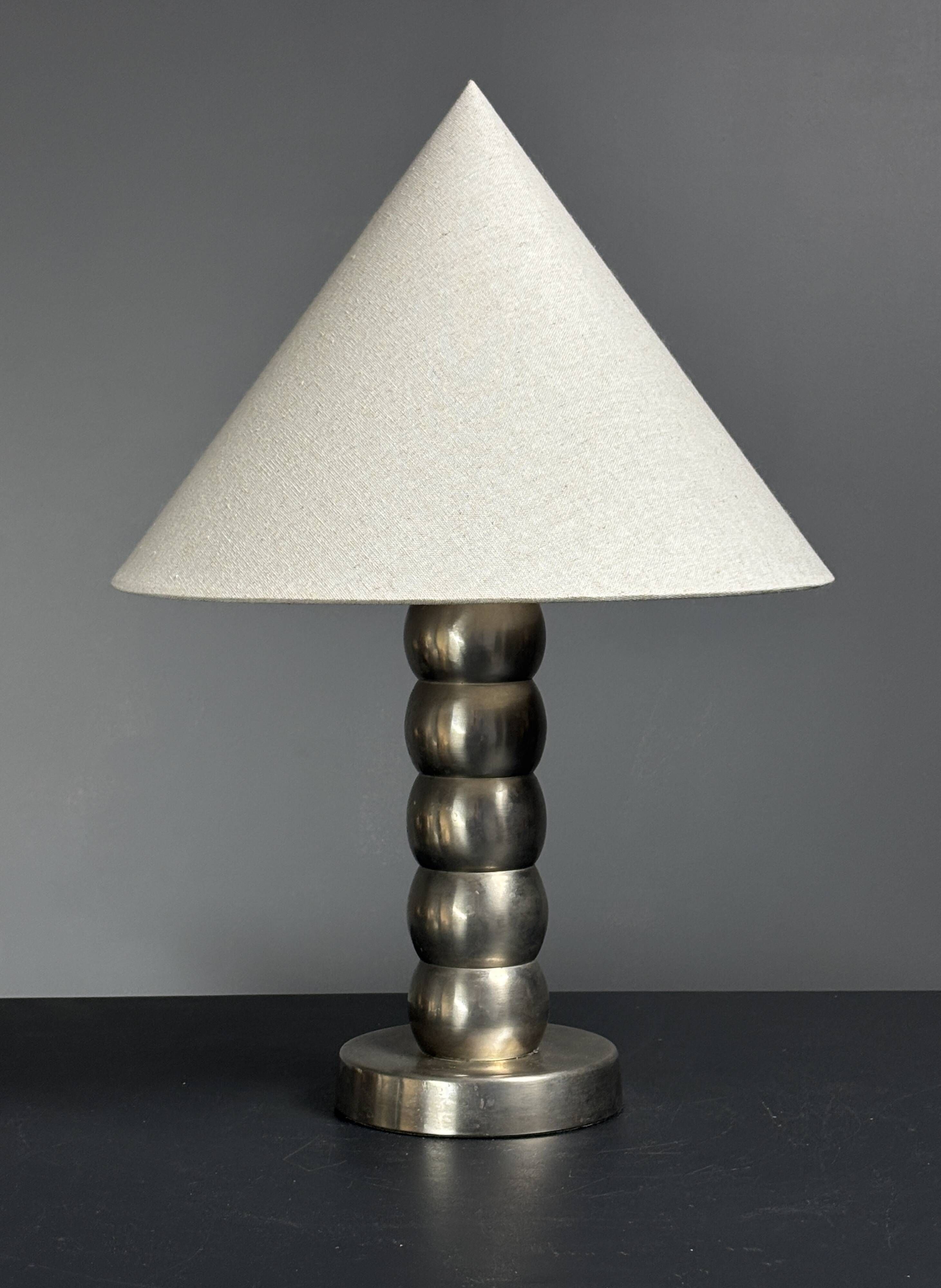 Midcentury nickel plated modernist space age bubbly table lamp, 1970s