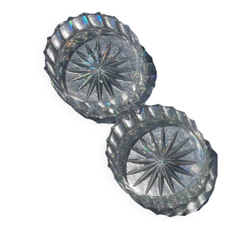 A pair of vintage cut glass catchalls.