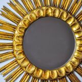 Miroir soleil en bois dorée, mid century, 54cm