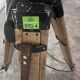 Industrial spotlight floor lamp on tripod PZO STG 4, Poland, 1970s