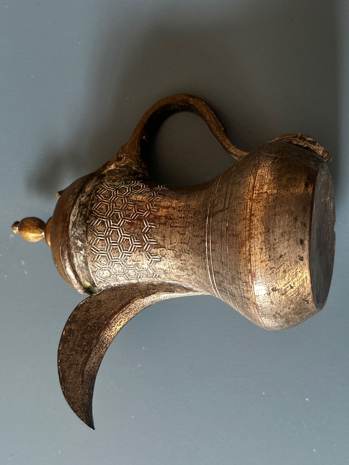 Eastern Verseuse "Dallah" Metal and Engraved Brass circa 1900