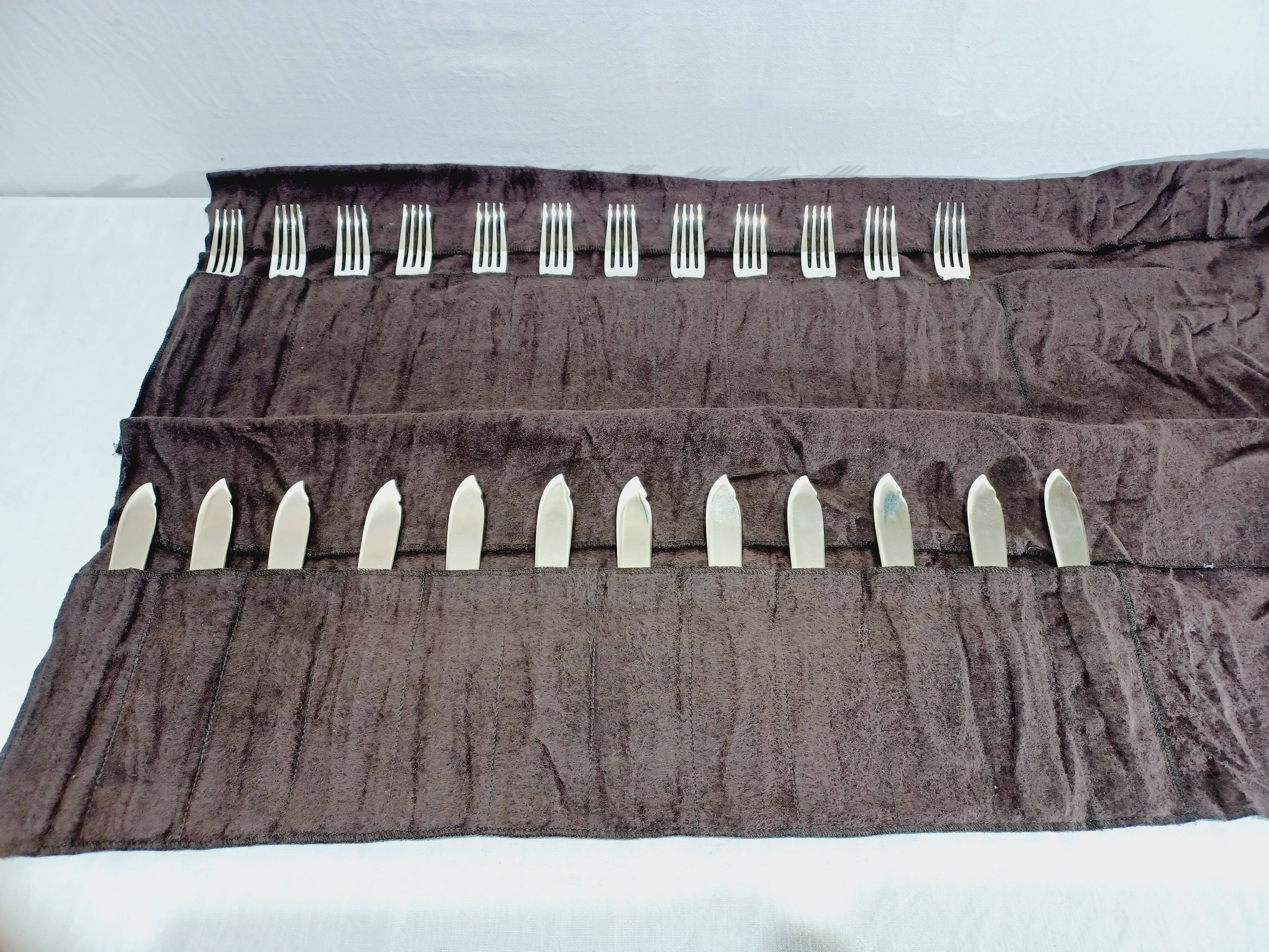 Christofle - 12 Silver-plated Fish Cutlery Sets, Ruban model