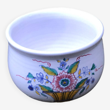 2000 Terracotta pot Signed bowl 7cm pottery floral pattern flower hand painted crafts from France