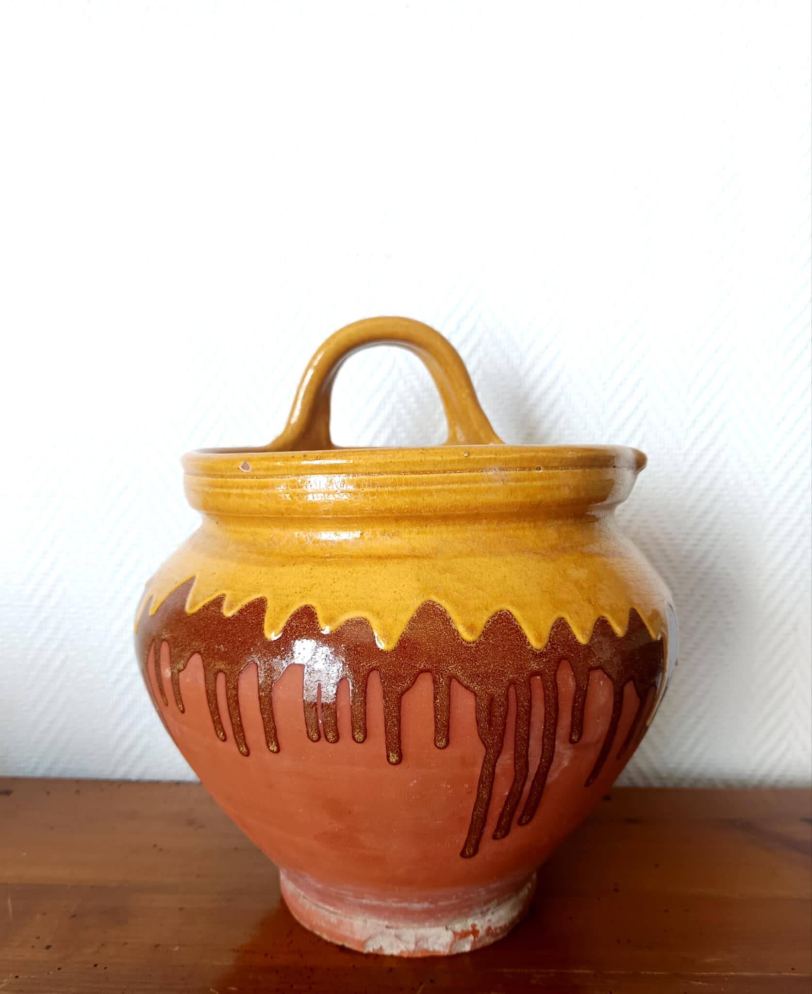Vintage glazed pottery planter