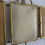 Miroir vintage 1920 triptyque barbier doré fleurs neuf bon marché - 28 x 60