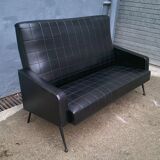 Vintage black skai sofa