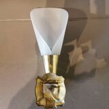 Pair of vintage brass and acrylate wall lights