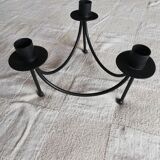 Black candle holder for three wrought iron candles