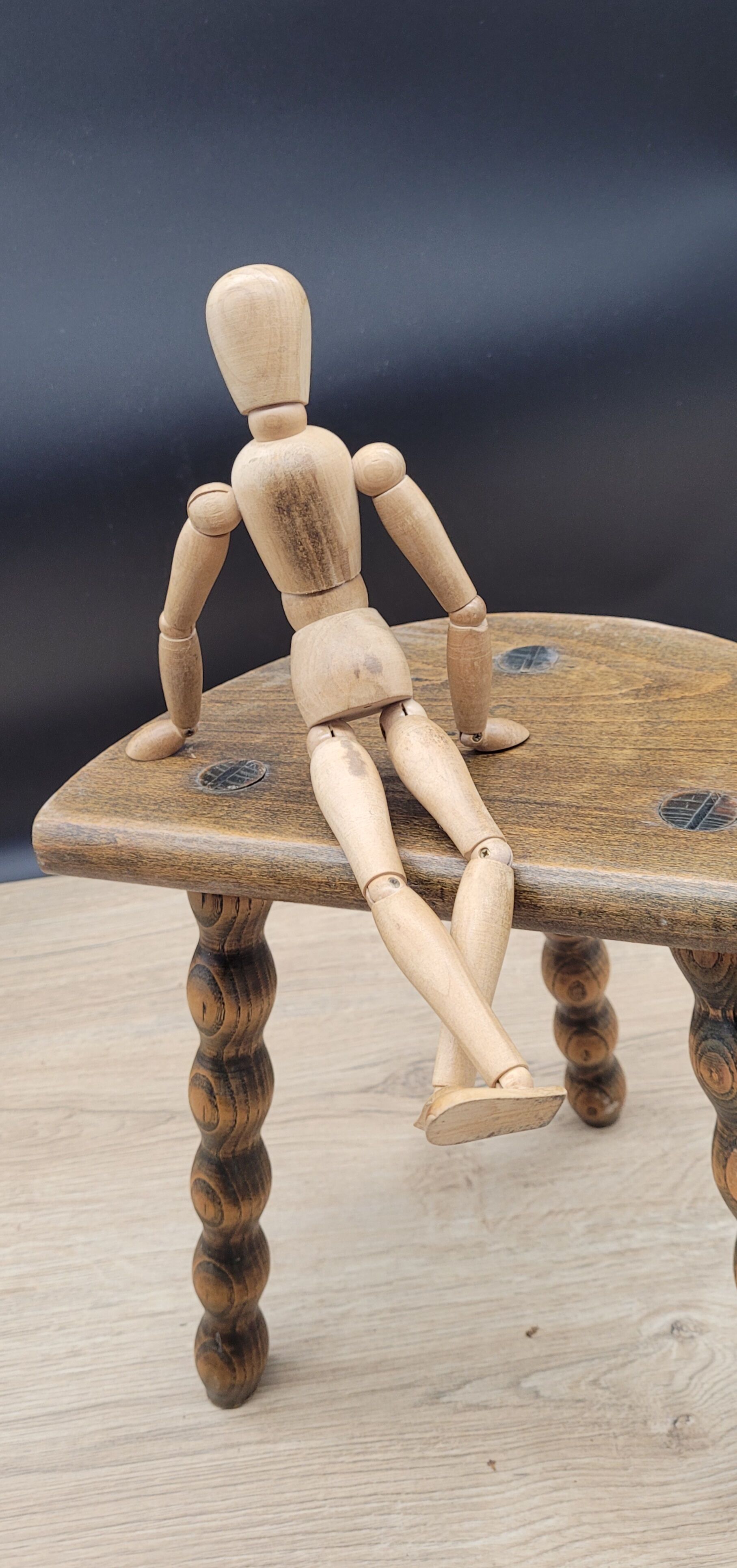 Stool tripod feet balls patina