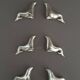 6 sea lion/seal knife holders, in silver-plated metal, circa 1950