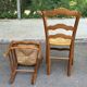 4 solid wood kitchen chairs with rush seats