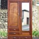 Art deco wooden cabinet with mirror, wooden storage unit, vintage Parisian cabinet