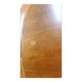 Table basse vintage ronde en teck et rotin