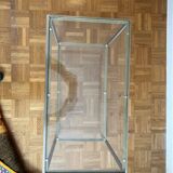 End table in steel, brass and glass