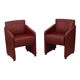Vintage Couple Red Sofas Armchairs High Quality Faux Leather