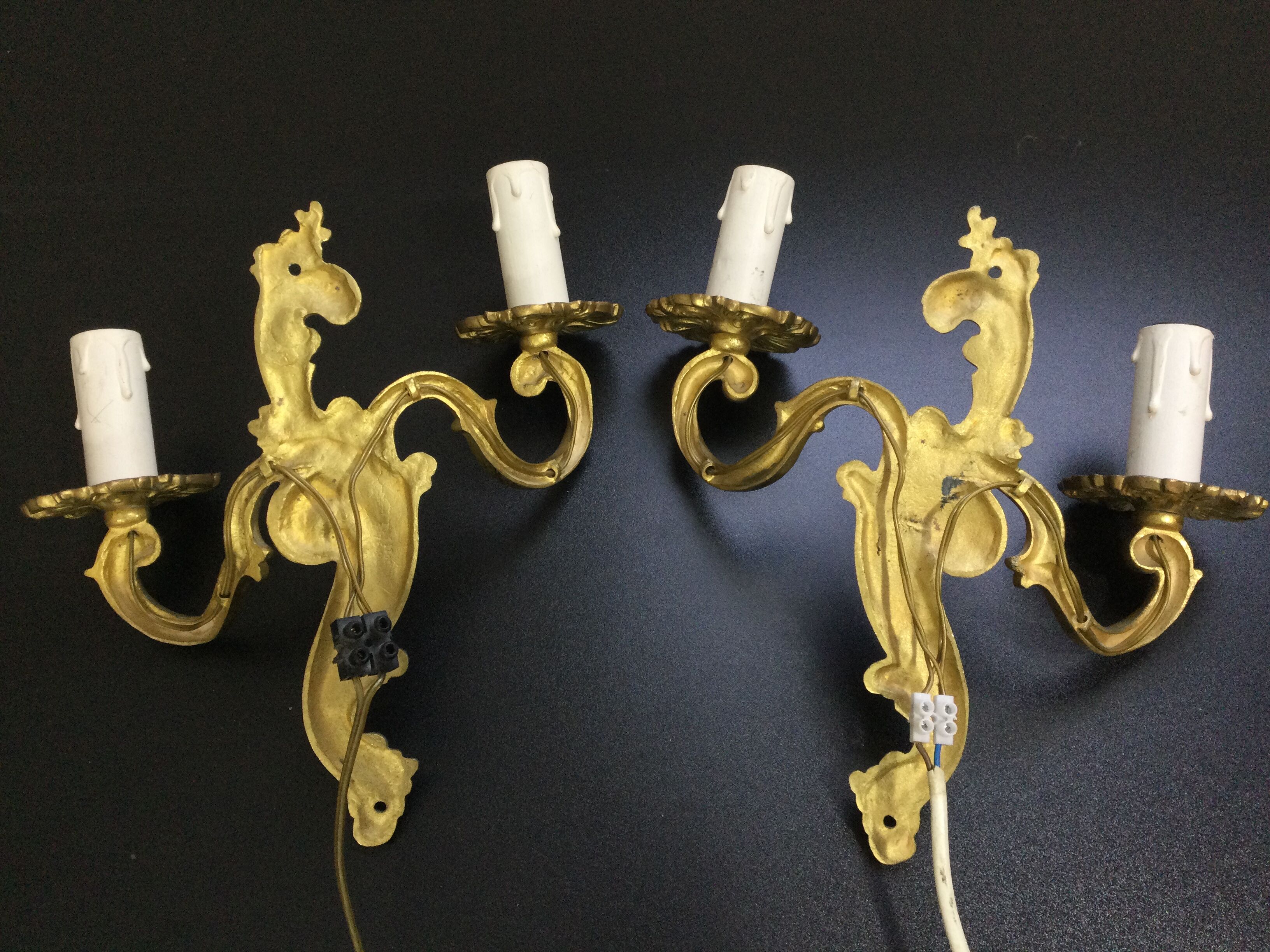 Pair of Louis XV style bronze sconces