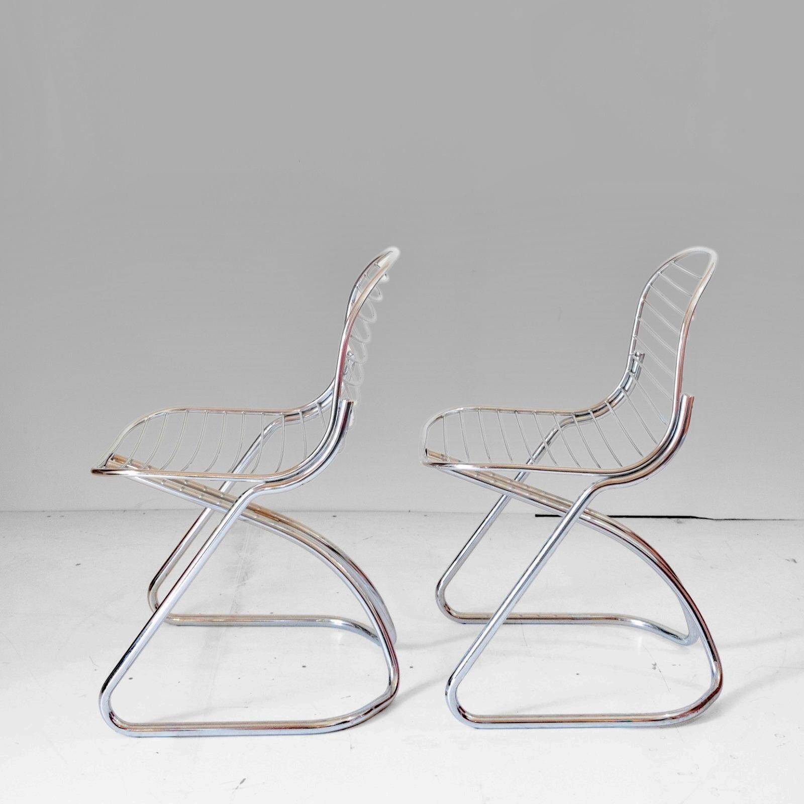 Pair of "Flynn" cantilever dining chairs by Gastone Rinaldi for RIMA, 1970s