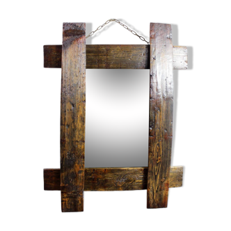 Brutalist solid wood mirror