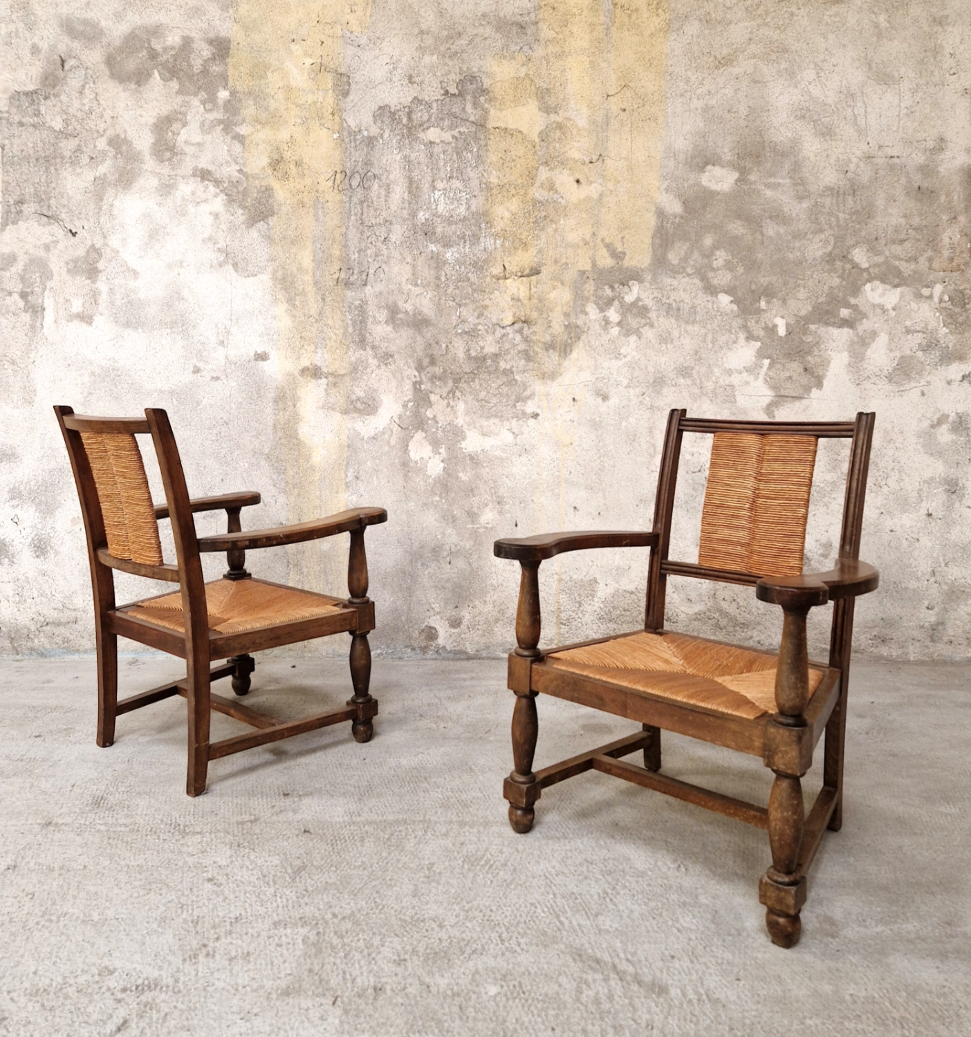 Pair of neo-Basque armchairs