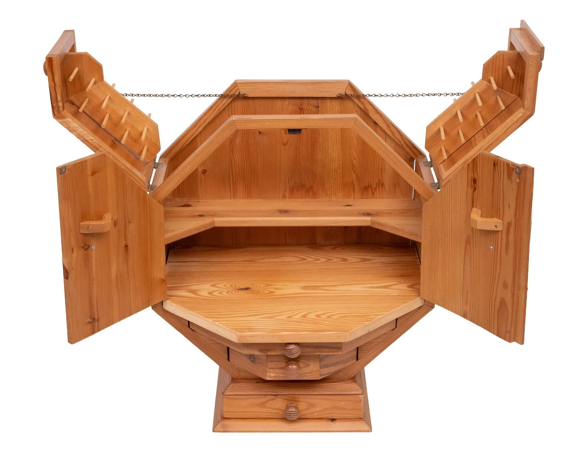 Metamorphic Solid Pine Dry Bar, Folding Design, 1970s, Good Condition