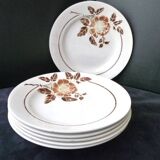 6 Assiettes plates en faïence de St Amand  Modèle 4004