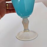 Small opaline vase turquoise blue
