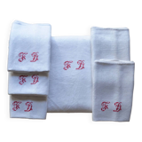 Old tablecloth & 5 linen damask napkins