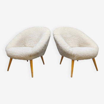 Vintage club chairs easy chairs sheepskin look