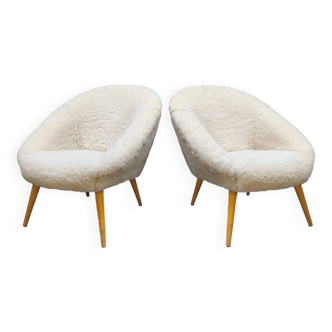 Vintage club chairs easy chairs sheepskin look