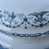 Round soup tureen, Primerose model, birds, half porcelain, Badonviller
