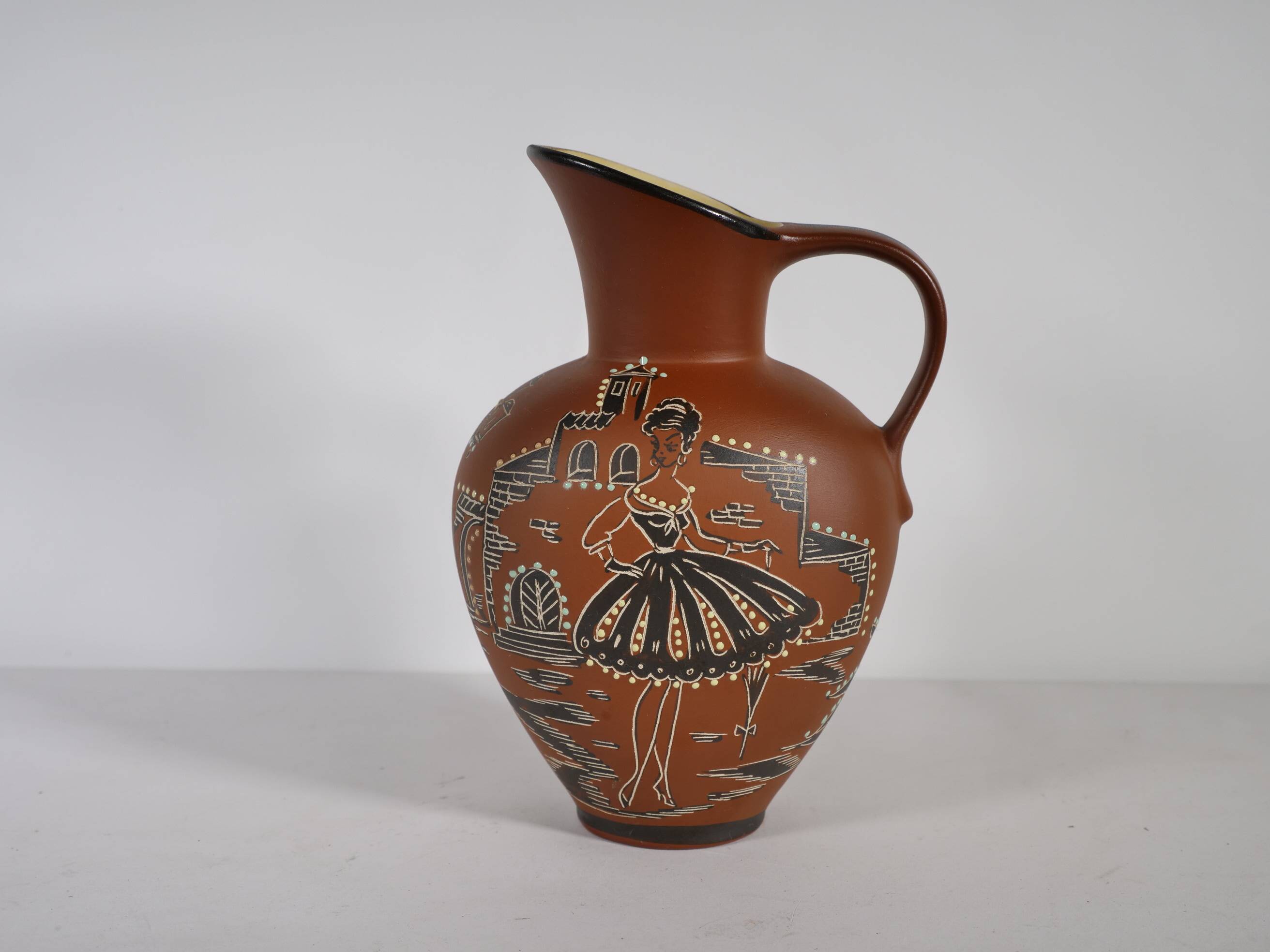 Hand-Painted Mid-Century Ceramic Vase by E. Knopp for Marzi & Remy, 1950s