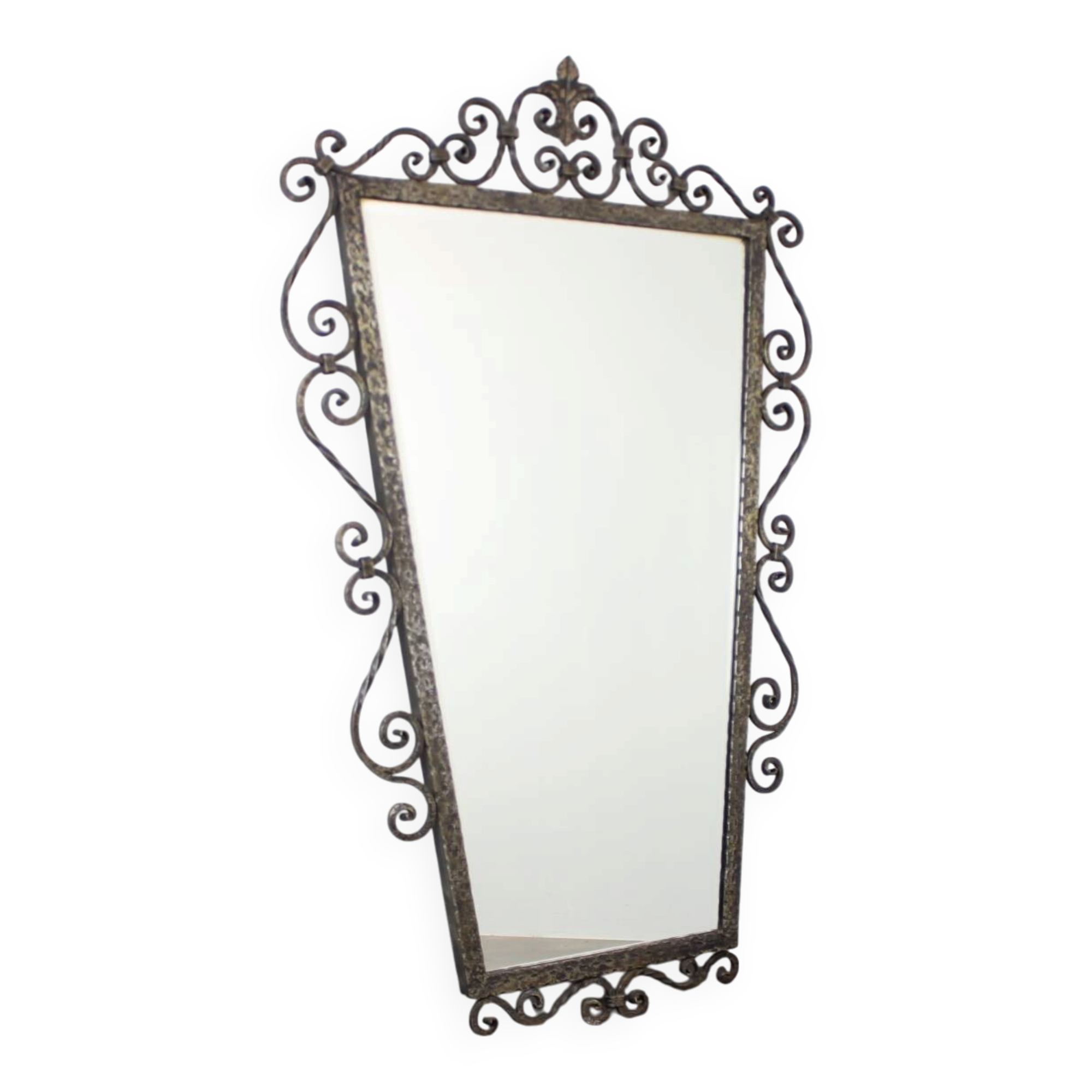 Ornamental wrought iron mirror MOKO Prague, Czechoslovakia, mid-20th century