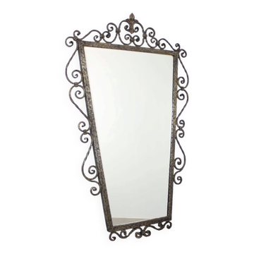 Miroir ornemental en fer forgé MOKO Praha, Tchécoslovaquie, milieu du 20ème siècle