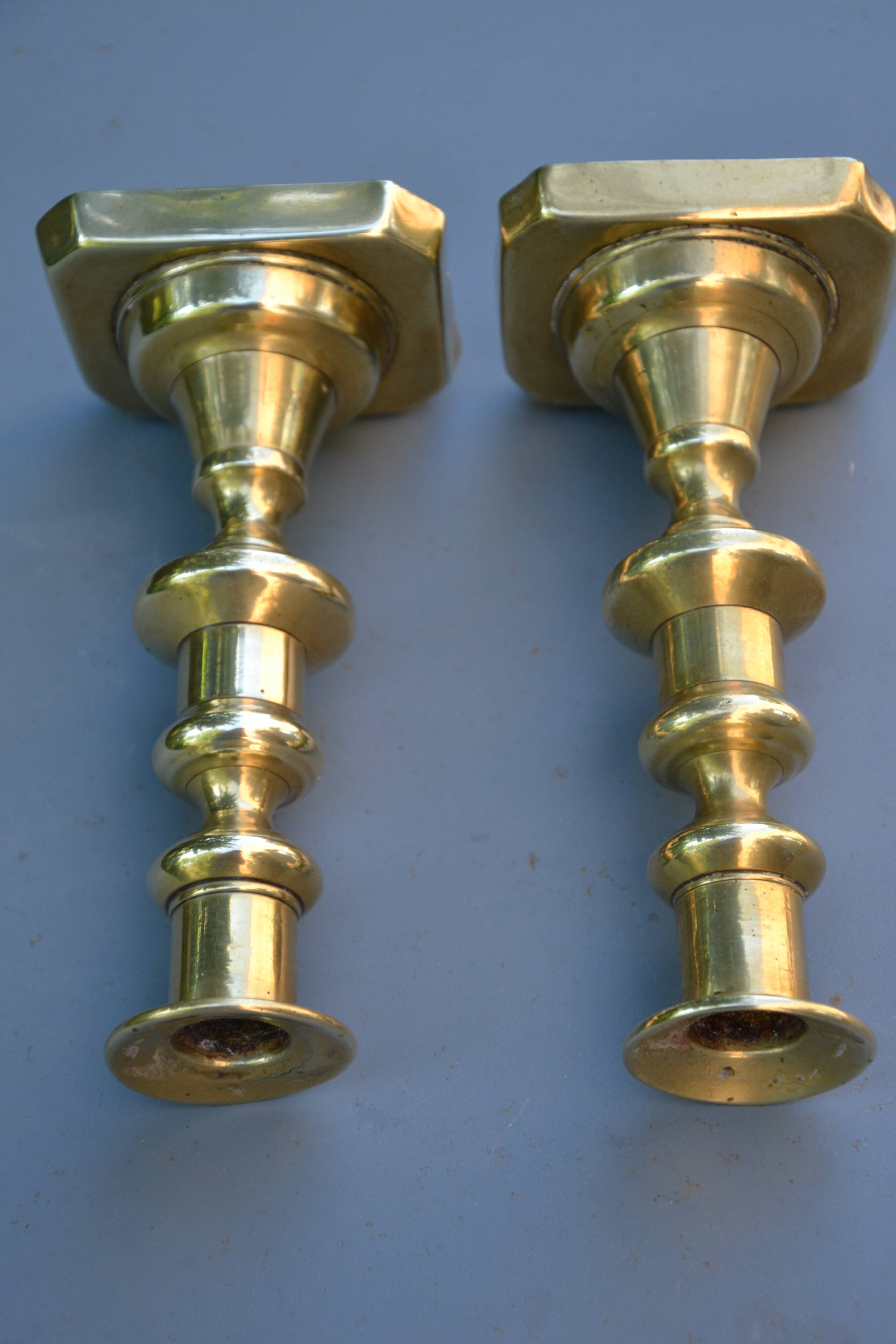 Two modern brass candlesticks