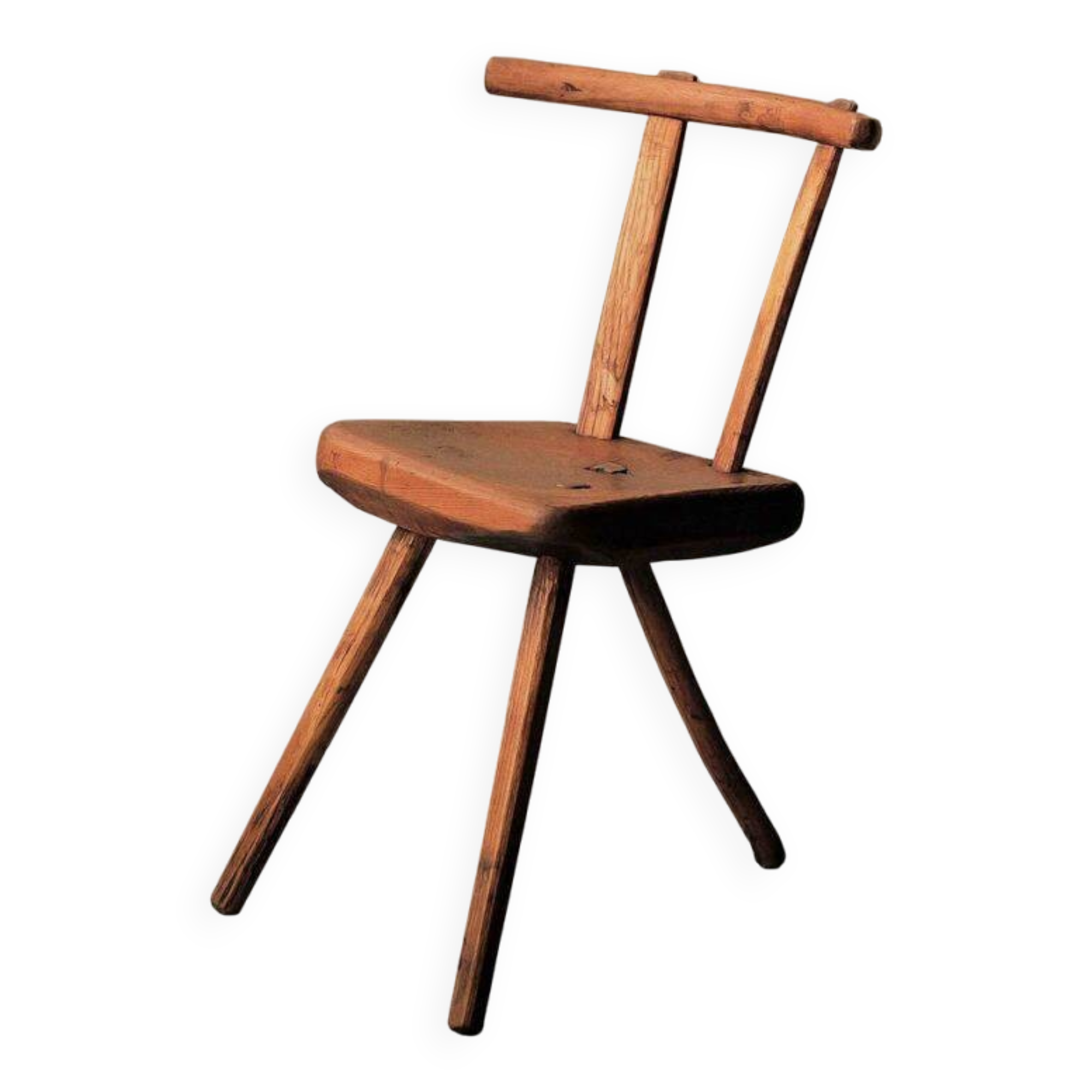 Small alpine chair in solid pine, folk art, early 20th century.