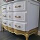 Louis XV style chest of drawers, white and gold