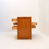 Meuble à couture en bois des années 1960 tiroirs recto/verso