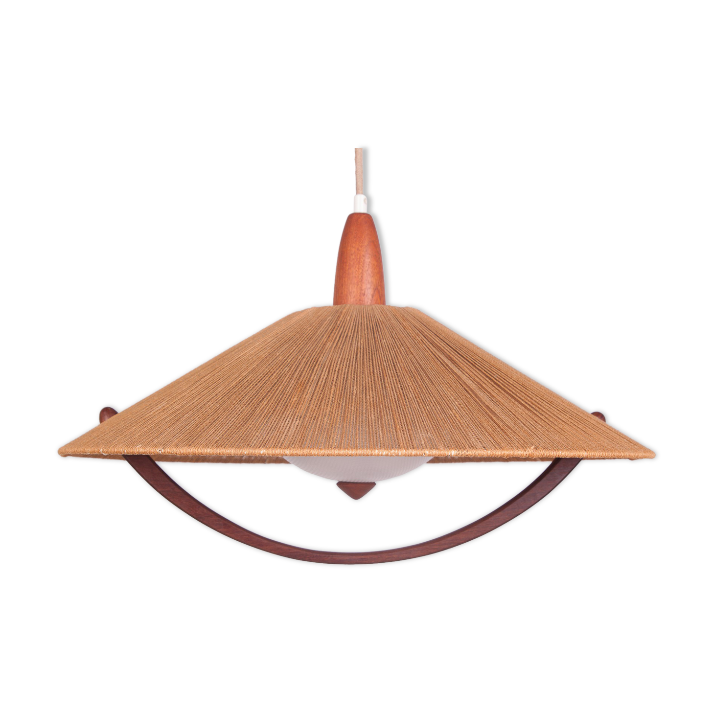 Ceiling Lamp in Teak and Sisal from Temde, 1960s