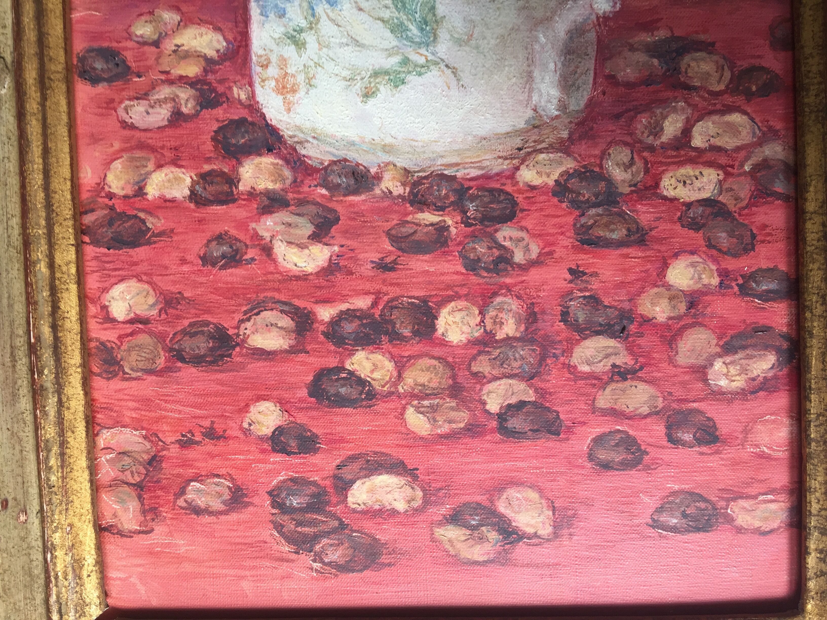 Original oil on still life canvas "La Tasse Fond Rose"