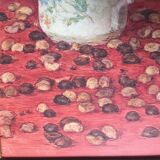 Original oil on still life canvas "La Tasse Fond Rose"