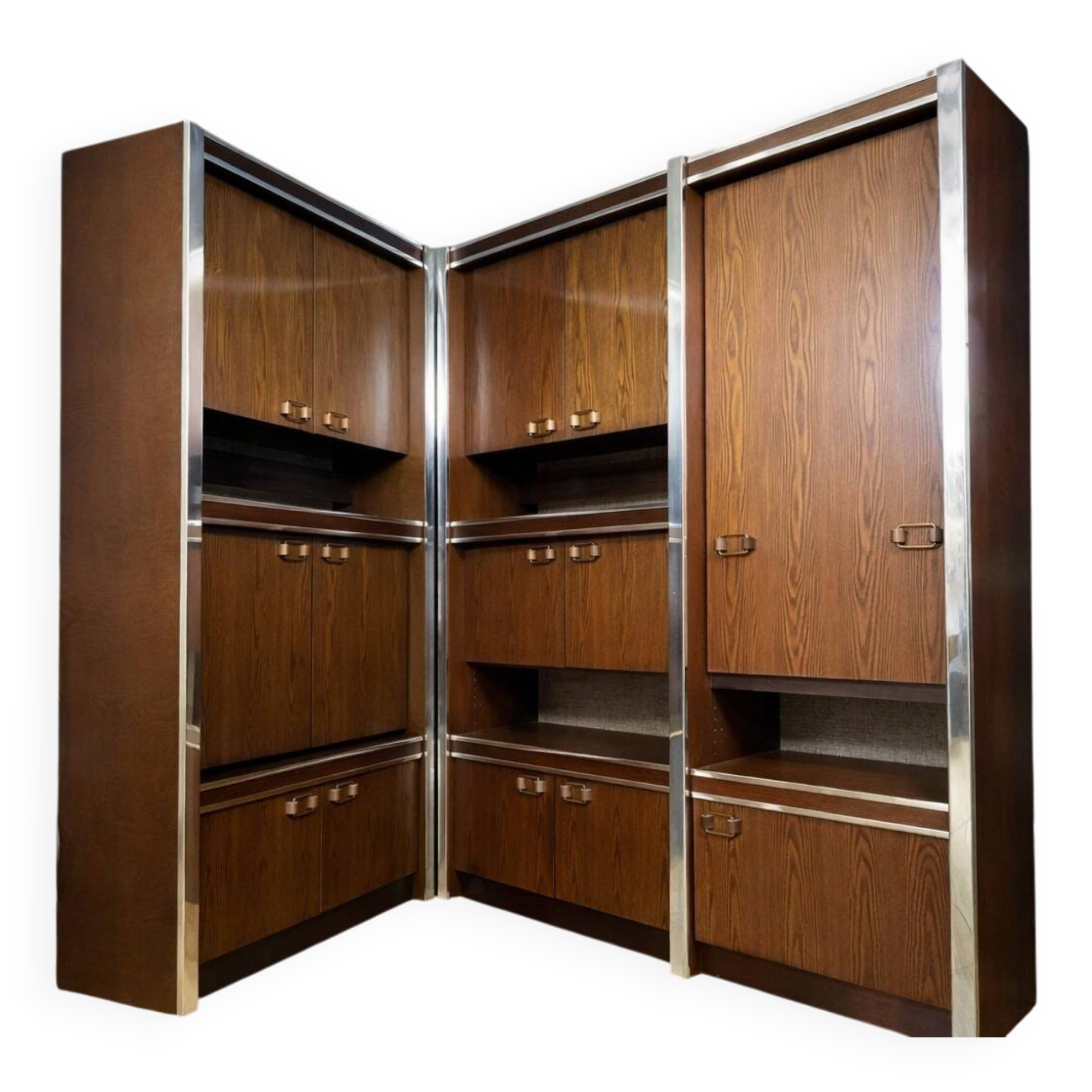 Scandinavian furniture in two modules – Rosewood and chrome metal – Sweden "U"