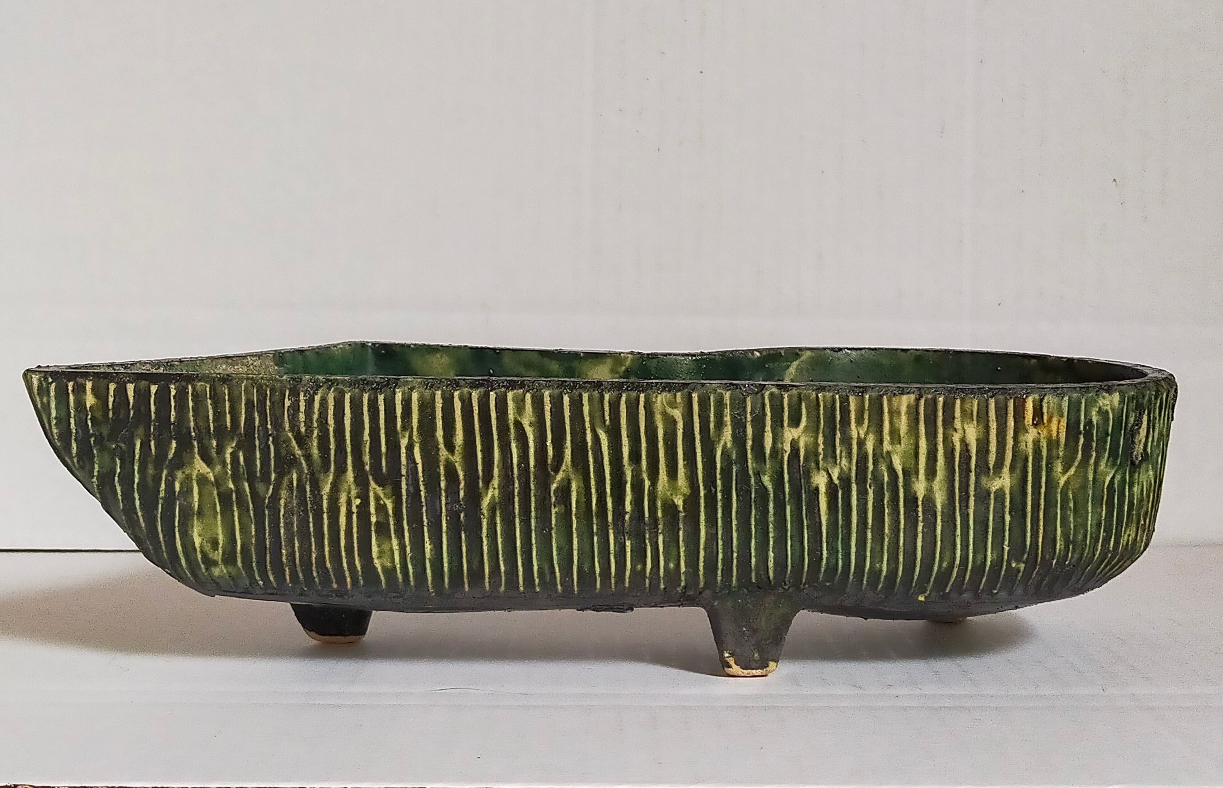 Vintage free-form tripod ceramic cactus planter