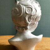 White enamelled terracotta Eros bust