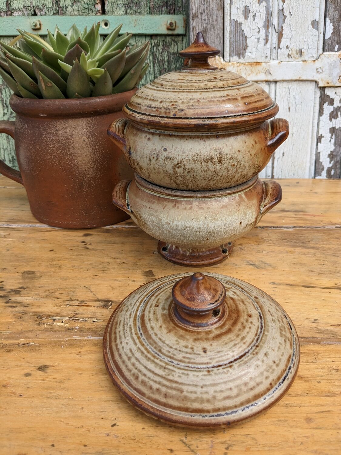 Artisanal stoneware tureen bowls