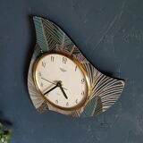Vintage clock silent asymmetrical wall clock "Lutetia golden green"