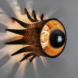 Sun wall lamp by ferro arte, metal and gold leaf, spain, 1960