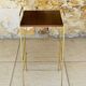 Table d’appoint, vintage , 2 étagères bois laiton circa 1960s